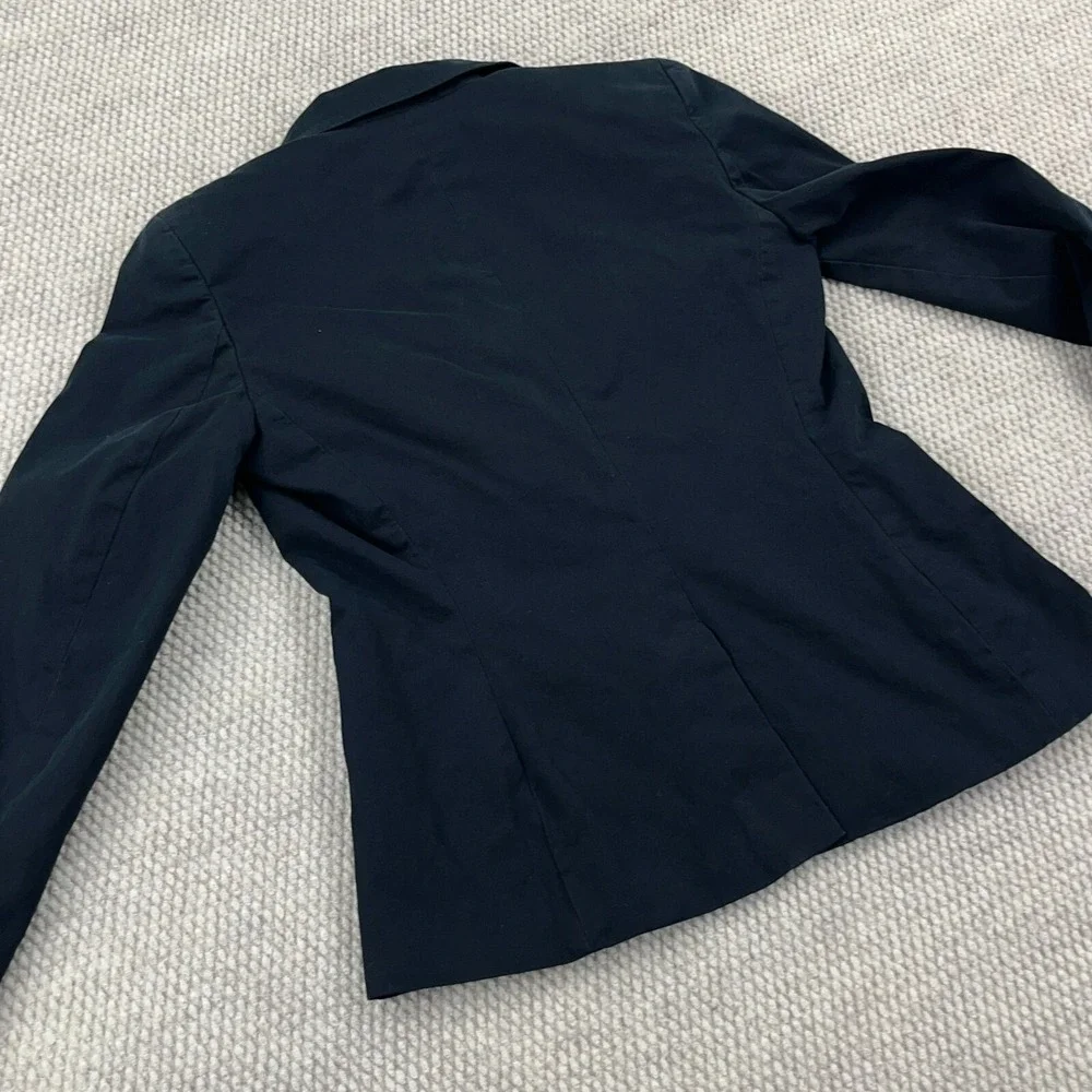 Lauren Ralph Lauren Blazer Women 6 Black Sports Coat Jacket Silver Metal Buttons